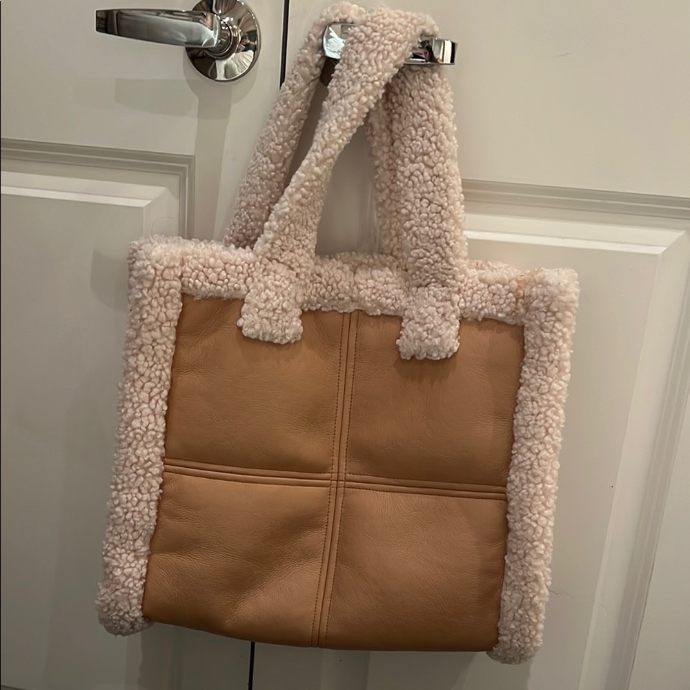 Stand Studio Faux Fur Trim Tote Bag